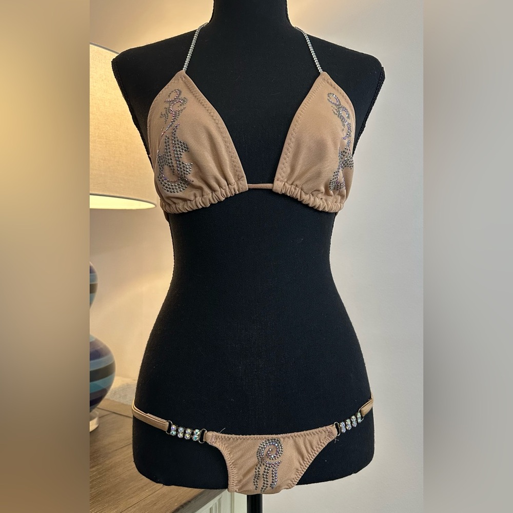 Pango Pango Elegant Sexy Tan Embellished Bikini Set - Size XS